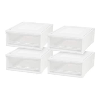 IRIS USA 4Pack 7qt/1.75gal Small Plastic Stackable Storage Drawers, White 