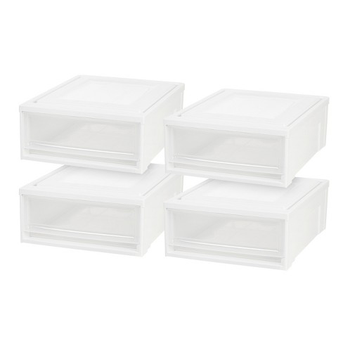 IRIS White Stackable Plastic Storage Drawer 7-in H x 15.75-in W x 19.63-in  D in the Storage Drawers department at