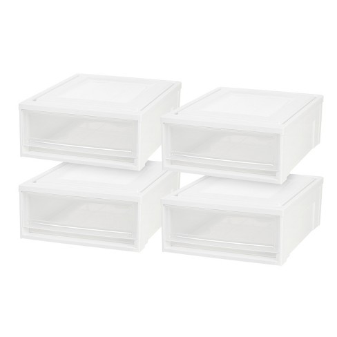 IRIS 17 Quart Stacking Drawer, 4 Pack, Black