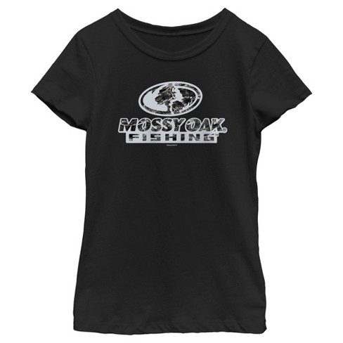 Girl's Mossy Oak Black Water Bold Logo T-Shirt - Black - Large