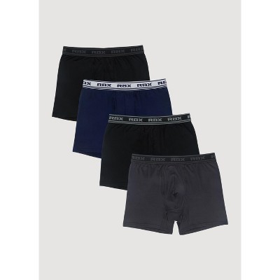 RBX Active Men's Boxer Briefs with Fly 4-Pack, Quick Drying and Moisture Wicking Boxers Multipack with Four-Way Stretch