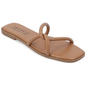 Journee Collection Womens Lauda Vegan Leather Slip On Sandals - 1 of 4