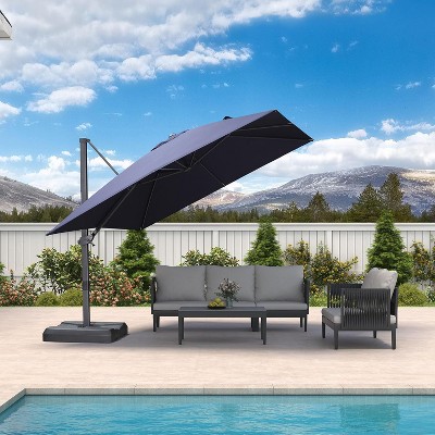 PURPLE LEAF Cantilever Telescopic Umbrella for Swimming Pool, Patio, Porch, Garden