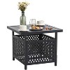 3pc Wrought Iron Patio Dining Set with Square Table with Umbrella Hole & Swivel Chairs - Captiva Designs - 3 of 4