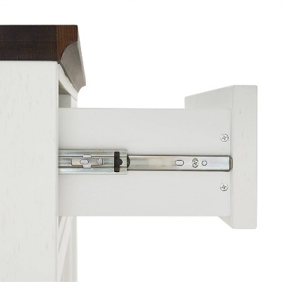 Clifton 36" Distressed White and Brown Modern Farmhouse Kitchen Island