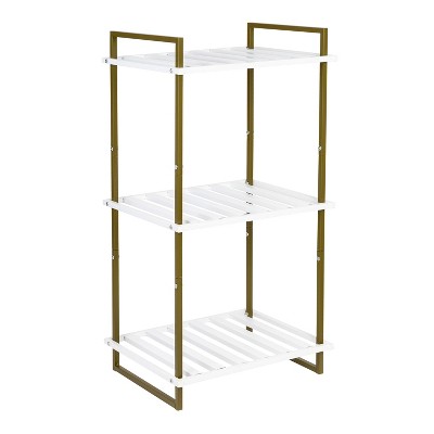 Honey-Can-Do 3 Tier Square Tube Shelf Olive and White