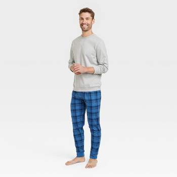 Hanes Premium Men's Plaid Knit Pajama Set 2pc - Light Blue Xxl