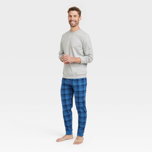 Men's Big & Tall 2pc Plaid Joggers And Long Sleeve Crewneck T