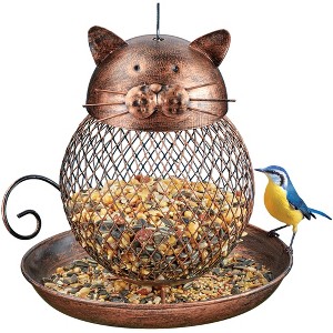 Collections Etc Bronze Colored Cat-Shaped Wire Mesh Body Hanging Birdfeeder Bronze - 1 of 2