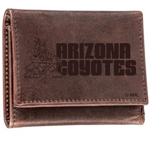 Evergreen NHL Arizona Coyotes Brown Leather Trifold Wallet Officially Licensed with Gift Box - 1 of 1