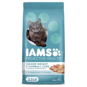 IAMS Proactive Health Weight Control and Hairball Care with Chicken and Turkey Flavor Indoor Dry Cat Food - 3.5lbs - 1 of 4