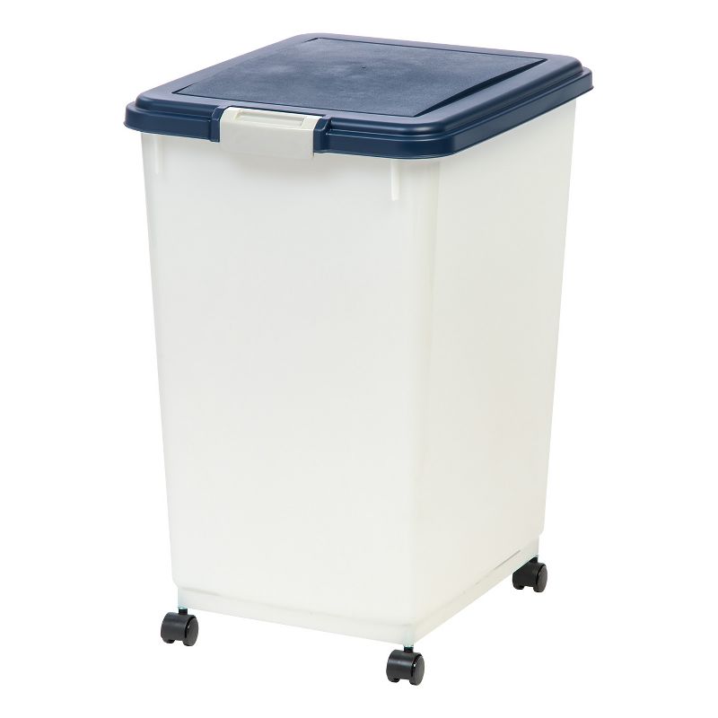 IRIS USA Airtight Pet Food Container with Casters, Navy, 1 of 5