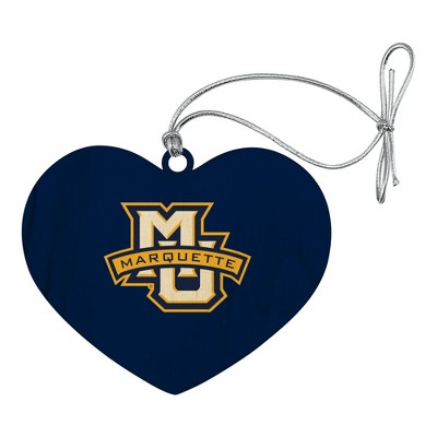 Marquette University Primary Logo Heart Love Wood Christmas Tree Holiday Ornament