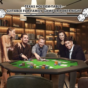 Octagon Poker Table with Collapsible Legs, Texas Holdem Blackjack Poker Table with Stainless Steel Cup Holder, Leisure Gaming Table 8 Players - 1 of 4