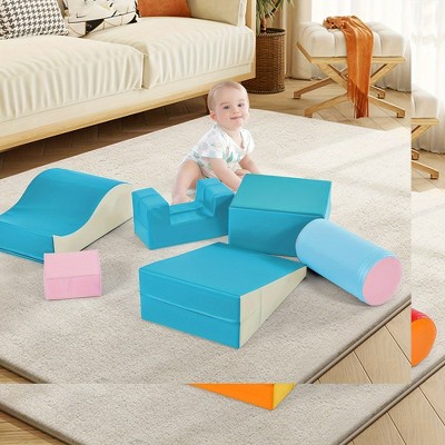 6 in 1 Soft Climb and Crawl Foam Playset, Play Equipment Climb and Crawl Playground, Foam Climbing Blocks for Preschools, Toddlers