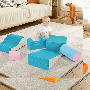 6 in 1 Soft Climb and Crawl Foam Playset, Play Equipment Climb and Crawl Playground, Foam Climbing Blocks for Preschools, Toddlers - 1 of 3