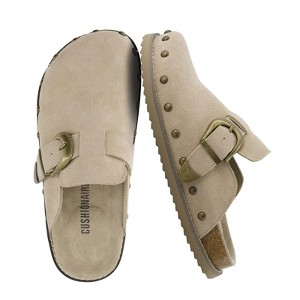 CUSHIONAIRE Bronco Slip On Mule Womens Shoes – Genuine Suede Leather Clogs with Adjustable Buckle and Studded Detailing, Stylish Fall Shoes for Women - 1 of 4