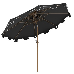 DOMETOUR 9' Patio Umbrella, Tilt & Crank, Double Top, 8 Ribs, Outdoor Market Table, Garden/Deck/Pool, Dark Gray - 1 of 4