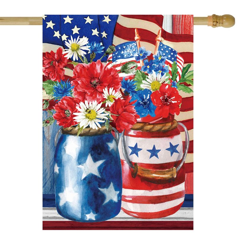 Northlight Floral Bouquet Patriotic  Outdoor House Flag 28" x 40", 1 of 4