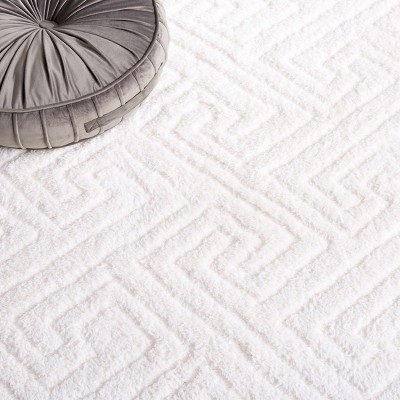 White Geometric Shag Synthetic 4' x 6' Area Rug