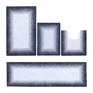 Torrent Collection 4 Piece 100% Soft Cotton Tufted Weave Bath Rug Set, Ombre Pattern, Super Soft & Absorbent, Machine Washable Bathroom Mats - 1 of 4