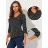 INSPIRE CHIC Women's Polka Dots 3/4 Sleeve Casual Button Front Shirt - 2 of 4