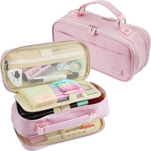 Fmeida Pencil Case, Large Capacity Pencil Case Organizer; Double Zipper Storage Bag Black - 1 of 4
