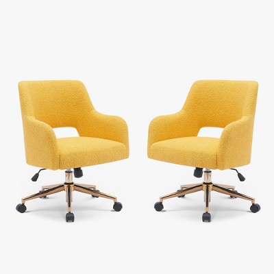 WestinTrends Genevieve Mid-Century Modern Swivel Office Chair With Wheels (Set Of 2)