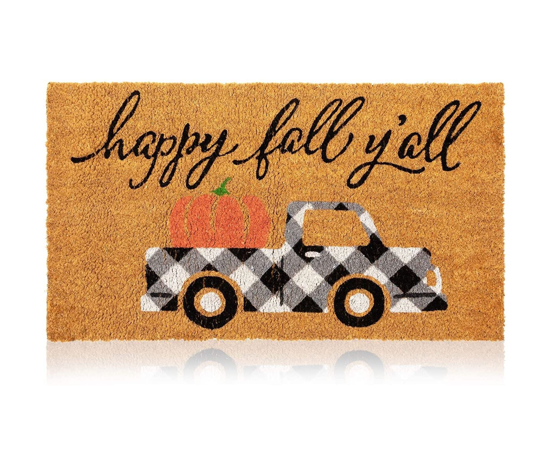 Juvale Happy Fall Y'all Doormat for Thanksgiving, Coir Welcome Door Mat for Autumn, 17 x 30 Inches