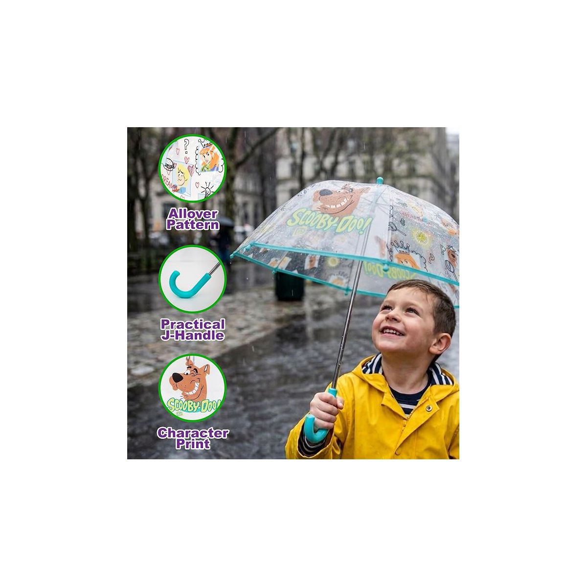 Scooby Doo Kids Umbrella for Girls - Dome Clear Bubble Umbrellas for Rain Windproof & Transparent with Easy Grip Handle Ages 3-10 - thumbnail 3