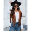 Women's Fringe Vest 70s western Hippie Faux Suede Sleeveless Costume Fringe Waistcoat - 4 of 4