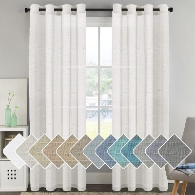 Natural Linen Blended Semi-Sheer Curtains Privacy Assured with Nickel Grommet for Living Room