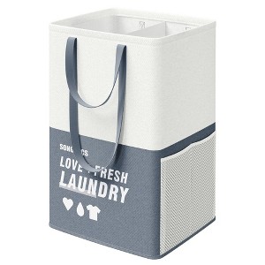 SONGMICS 23.8 Gallon (90L) Laundry Baskets Foldable Laundry Hamper with 2 Compartments Water-Repellent - 1 of 4