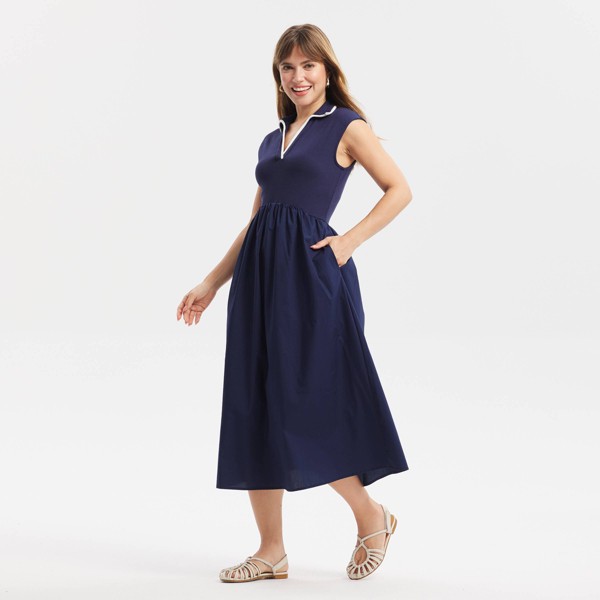 Vestido midi corte A con contraste en cuello - A New Day™ 3