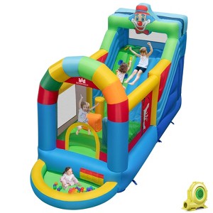 Safstar Inflatable Bounce House w/Climbing Surface Long Slide Obstacles with 735W blower - 1 of 4