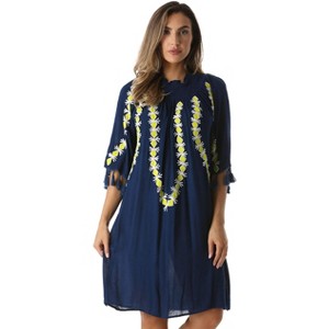Riviera Sun Embroidered Casual Dress with Smocking Top - 1 of 4