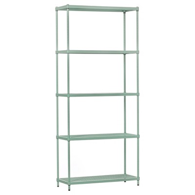 Sage Green Adjustable 5-Tier Metal Wire Shelving Unit