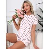 INSPIRE CHIC Women's 2 Pcs Ribbed Knit Pajamas O-Neck Short Sleeve Tops with Shorts Cute Patterns Ruffle Soft Lounge Sets - 3 of 4