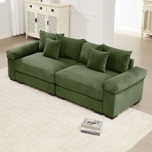 82.6" Oversized Cloud Modular Sectional Couch, Corduroy Fabric, Extra-Wide Armrests, Throw Pillows, Ergonomic Design - 1 of 4