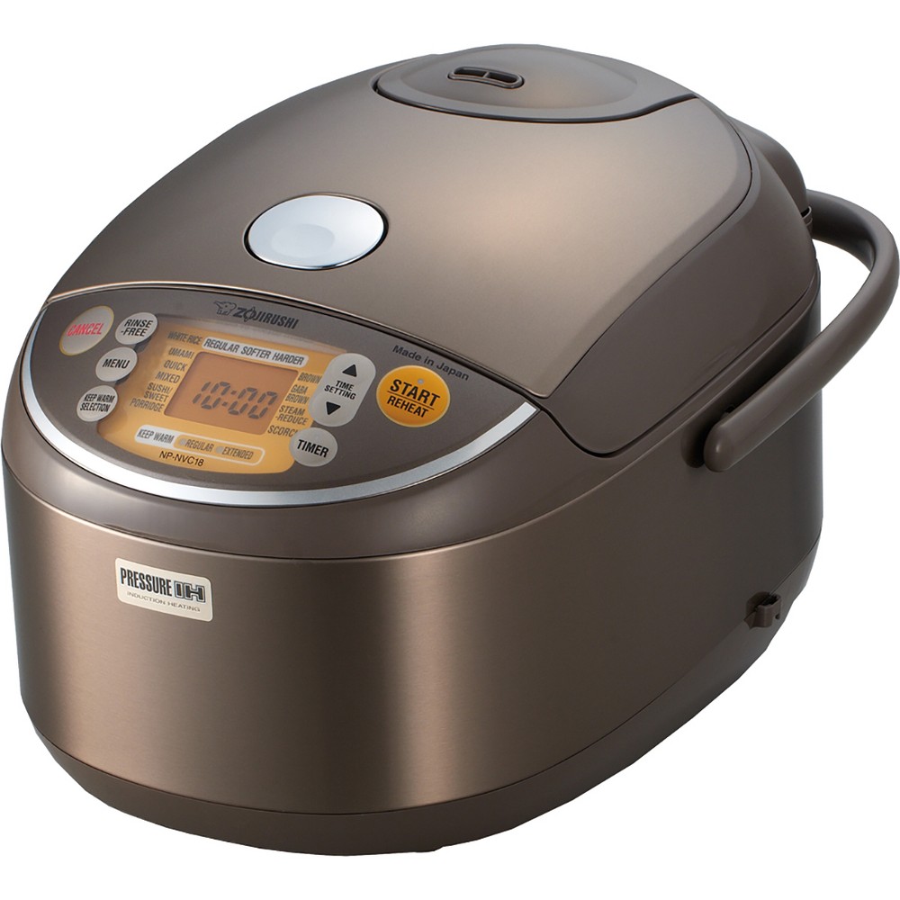 Zojirushi NP-NVC18 Induction Heating Pressure Rice Cooker & Warmer Stainless Steel/Brown, 10 cup