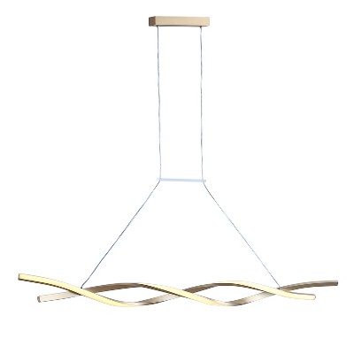 Modern Gold LED Pendant Light Wave Design Dining Room Chandelier Kitchen Island Lighting