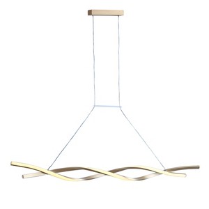 Modern Gold LED Pendant Light Wave Design Dining Room Chandelier Kitchen Island Lighting - 1 of 4