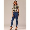 INSPIRE CHIC Women's Ruffled Short Sleeve Floral Mock Neck Summer Top - 2 of 4