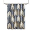 VYNXARIA Abstract chevron printed design,Cotton Printed Shower Curtain,Navy - 2 of 4