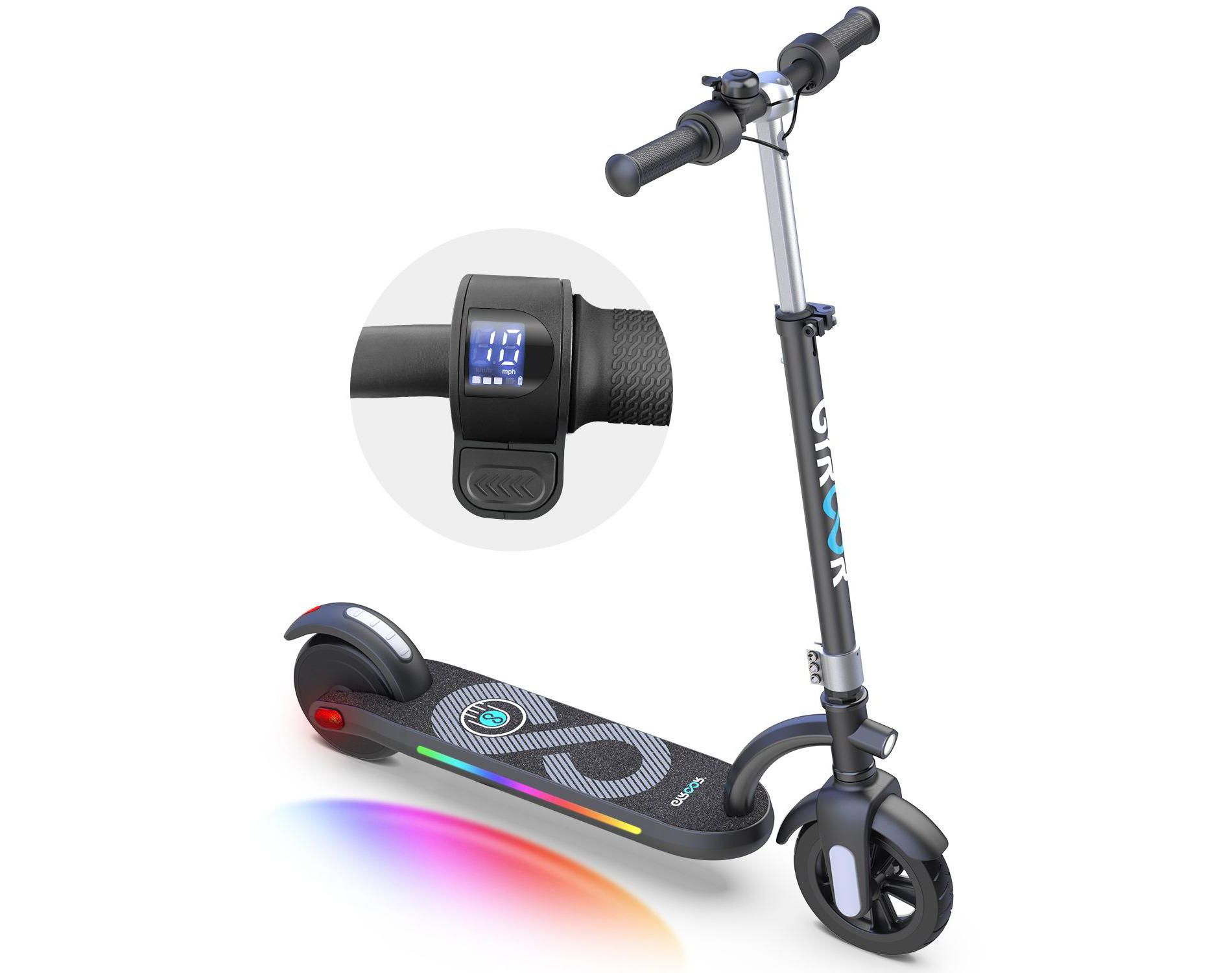 Mastgoal Electric Scooter for Kids, 180W Motor 10mph Speed Electric Scooter with Adjustable Handlebar and LED Light-Sliver