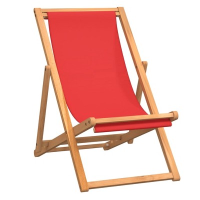 Ruby Red Teak Collapsible Outdoor Beach Chair