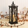 LumaBase Metal Lantern with Battery-Operated Candle - Black Crisscross - 3 of 4