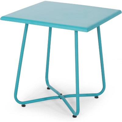 Outdoor/indoor square iron edge table 18", X-shaped leg support