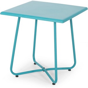 Outdoor/indoor square iron edge table 18", X-shaped leg support - 1 of 4