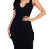 Slickblue Women's Fitted Ribbed Jersey Dress, Split Neck, Short Sleeve Style, 8 Color Options, Size S-L - 3 of 4